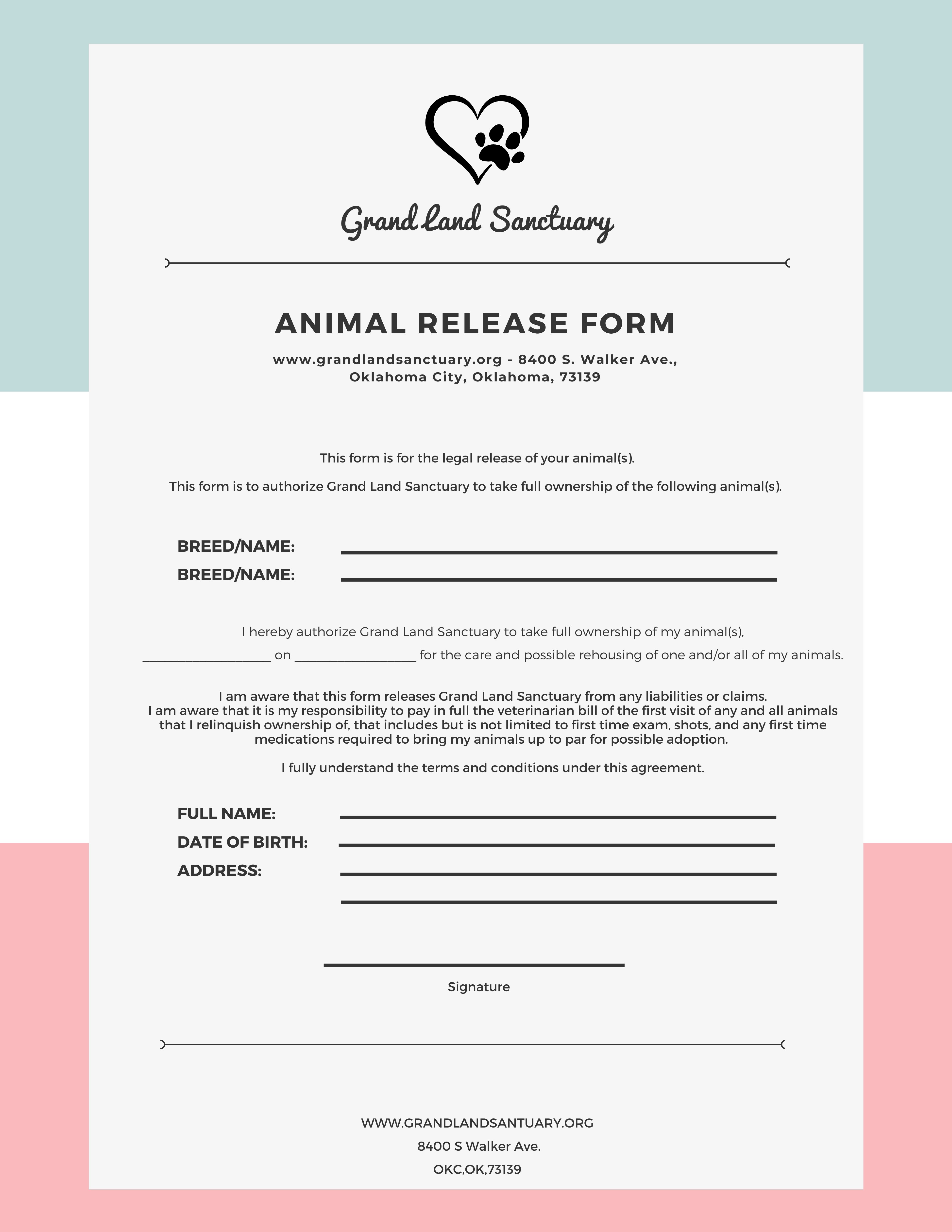Animal Release Form